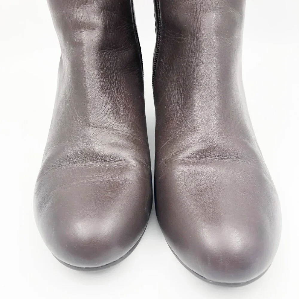 COLE HAAN Rockland Brown Leather Knee-High Riding Boots Womens 7
